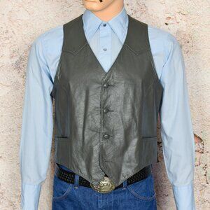 Vintage Grey Leather PIONEER WEAR Leather Vest - 40
